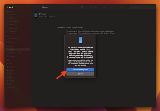 మీ iPhoneని పునరుద్ధరించండి మరియు నవీకరించండి